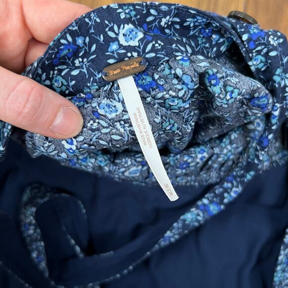 Free People Petunia Dainty Floral Mini Overall Western Dress Open Back Boho (M) - Picture 8 of 11